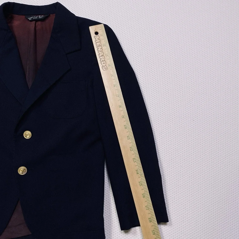 Vintage Christian Dior Jeune Homme Blazer Navy Gold Buttons Wool Boys Size 10